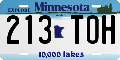 MN license plate 213TOH