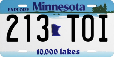 MN license plate 213TOI