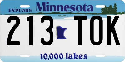 MN license plate 213TOK