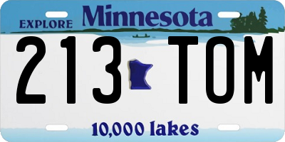 MN license plate 213TOM