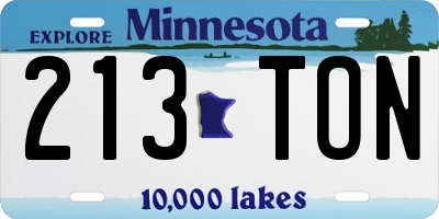 MN license plate 213TON