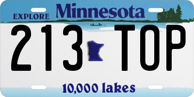 MN license plate 213TOP