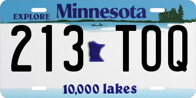 MN license plate 213TOQ