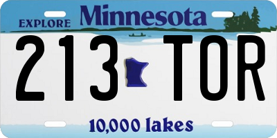 MN license plate 213TOR