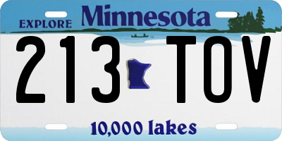 MN license plate 213TOV