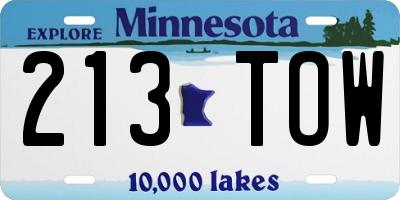 MN license plate 213TOW