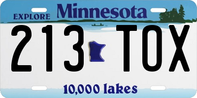 MN license plate 213TOX
