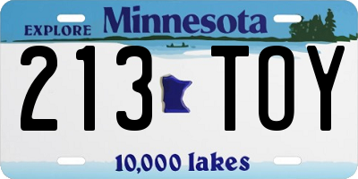 MN license plate 213TOY