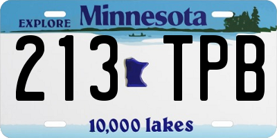 MN license plate 213TPB