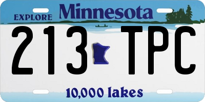 MN license plate 213TPC