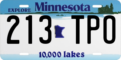 MN license plate 213TPO