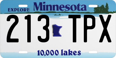 MN license plate 213TPX