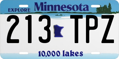 MN license plate 213TPZ