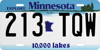 MN license plate 213TQW