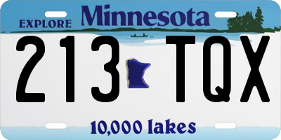 MN license plate 213TQX