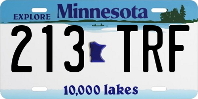 MN license plate 213TRF