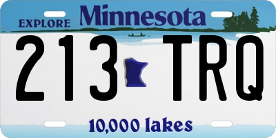 MN license plate 213TRQ