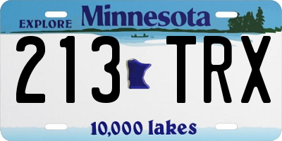 MN license plate 213TRX