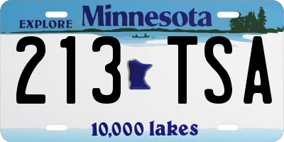 MN license plate 213TSA