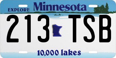 MN license plate 213TSB