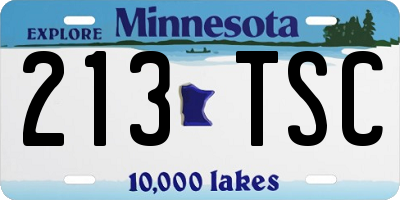 MN license plate 213TSC