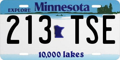 MN license plate 213TSE