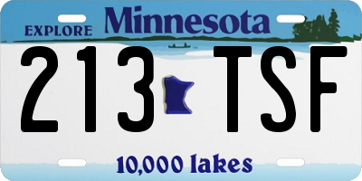 MN license plate 213TSF