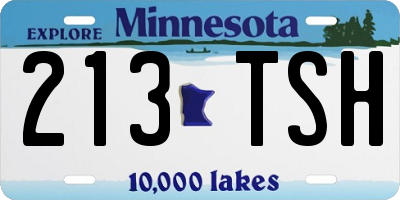 MN license plate 213TSH