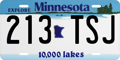 MN license plate 213TSJ