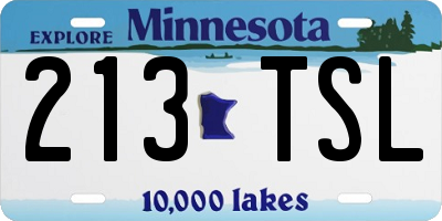 MN license plate 213TSL