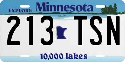 MN license plate 213TSN