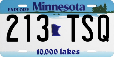 MN license plate 213TSQ