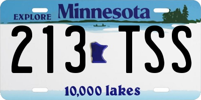 MN license plate 213TSS