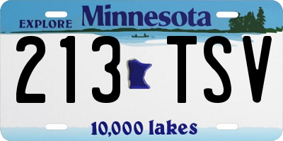 MN license plate 213TSV