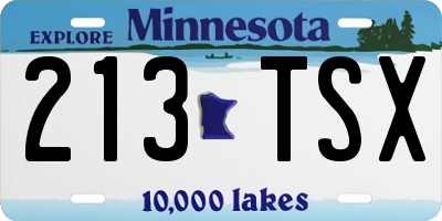 MN license plate 213TSX