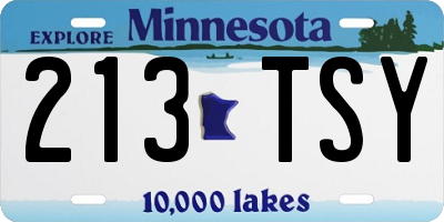 MN license plate 213TSY