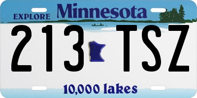 MN license plate 213TSZ
