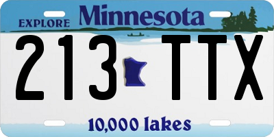 MN license plate 213TTX