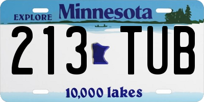 MN license plate 213TUB