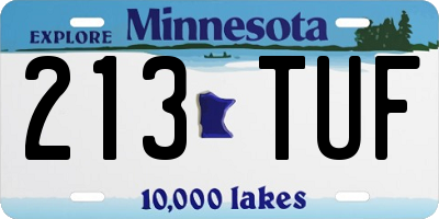 MN license plate 213TUF