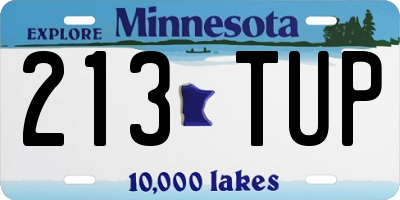 MN license plate 213TUP
