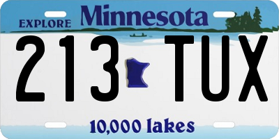 MN license plate 213TUX