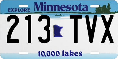 MN license plate 213TVX