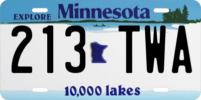 MN license plate 213TWA