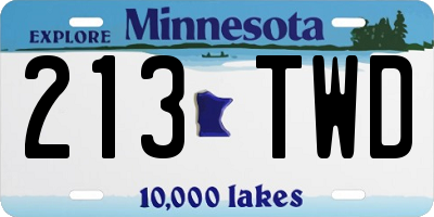 MN license plate 213TWD