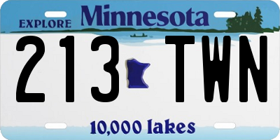 MN license plate 213TWN