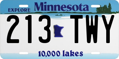 MN license plate 213TWY