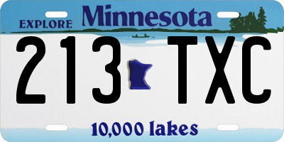 MN license plate 213TXC