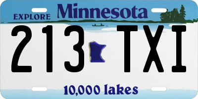 MN license plate 213TXI