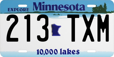 MN license plate 213TXM